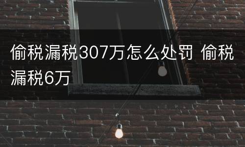偷税漏税307万怎么处罚 偷税漏税6万