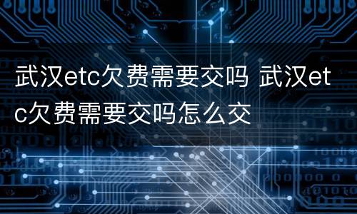 武汉etc欠费需要交吗 武汉etc欠费需要交吗怎么交
