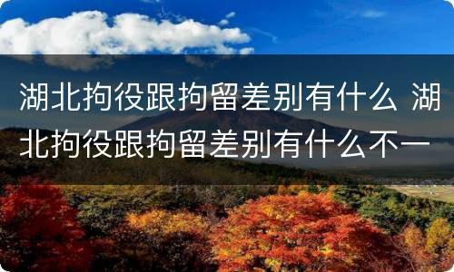 湖北拘役跟拘留差别有什么 湖北拘役跟拘留差别有什么不一样