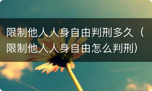 限制他人人身自由判刑多久（限制他人人身自由怎么判刑）
