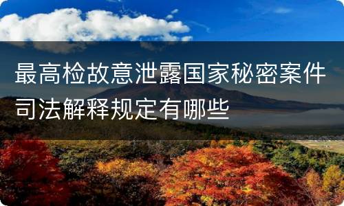 最高检故意泄露国家秘密案件司法解释规定有哪些