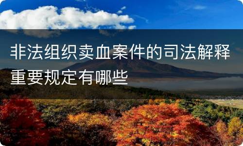 非法组织卖血案件的司法解释重要规定有哪些