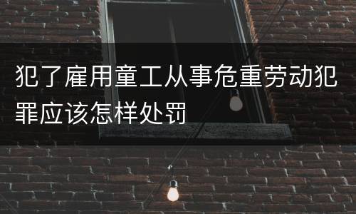 犯了雇用童工从事危重劳动犯罪应该怎样处罚