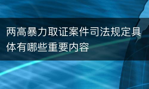 两高暴力取证案件司法规定具体有哪些重要内容