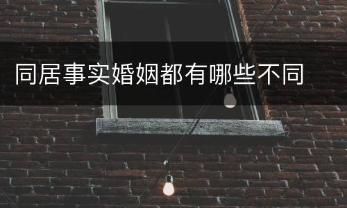 同居事实婚姻都有哪些不同