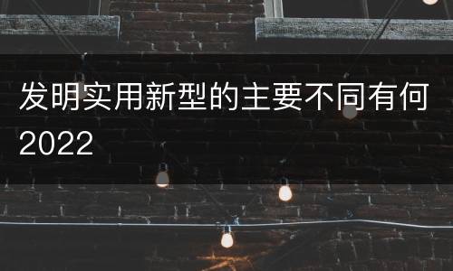 发明实用新型的主要不同有何2022