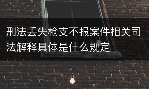 刑法丢失枪支不报案件相关司法解释具体是什么规定