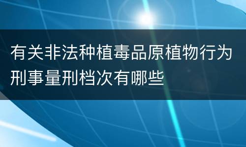 有关非法种植毒品原植物行为刑事量刑档次有哪些