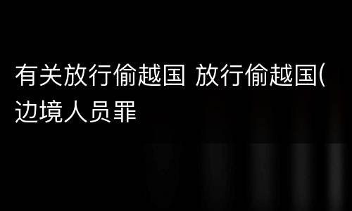 有关放行偷越国 放行偷越国(边境人员罪