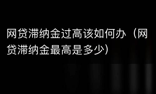 网贷滞纳金过高该如何办（网贷滞纳金最高是多少）