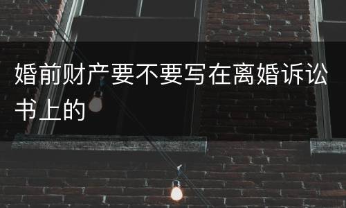 婚前财产要不要写在离婚诉讼书上的