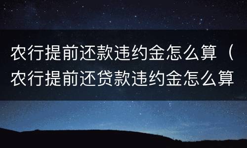 农行提前还款违约金怎么算（农行提前还贷款违约金怎么算）