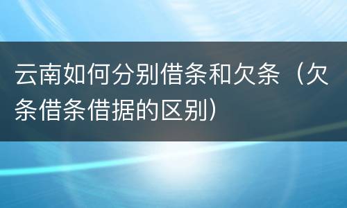 云南如何分别借条和欠条（欠条借条借据的区别）