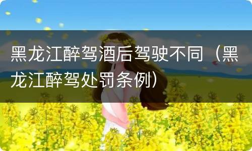 黑龙江醉驾酒后驾驶不同（黑龙江醉驾处罚条例）