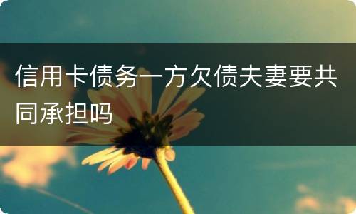 信用卡债务一方欠债夫妻要共同承担吗
