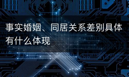 事实婚姻、同居关系差别具体有什么体现
