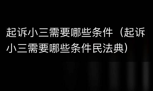 起诉小三需要哪些条件（起诉小三需要哪些条件民法典）