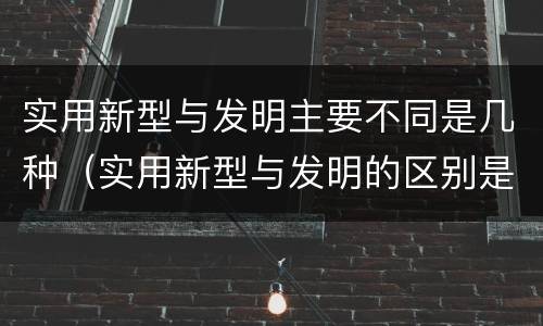 实用新型与发明主要不同是几种（实用新型与发明的区别是什么）