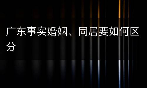 广东事实婚姻、同居要如何区分