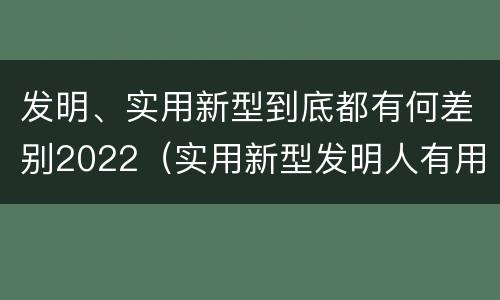 发明、实用新型到底都有何差别2022（实用新型发明人有用吗）