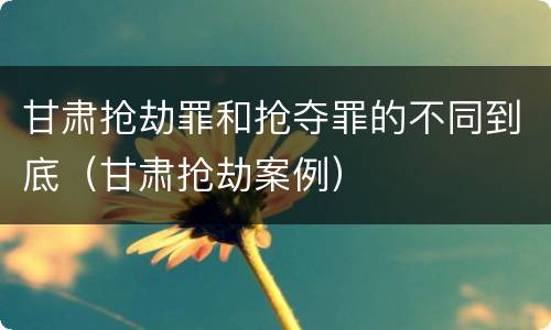甘肃抢劫罪和抢夺罪的不同到底（甘肃抢劫案例）