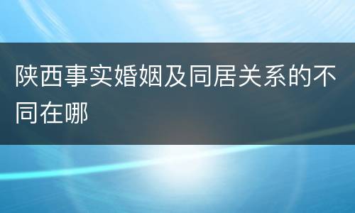 陕西事实婚姻及同居关系的不同在哪