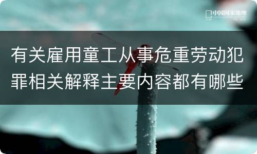 有关雇用童工从事危重劳动犯罪相关解释主要内容都有哪些