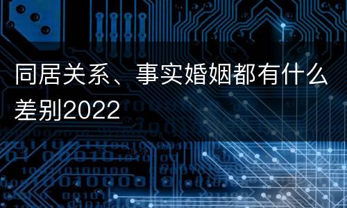 同居关系、事实婚姻都有什么差别2022
