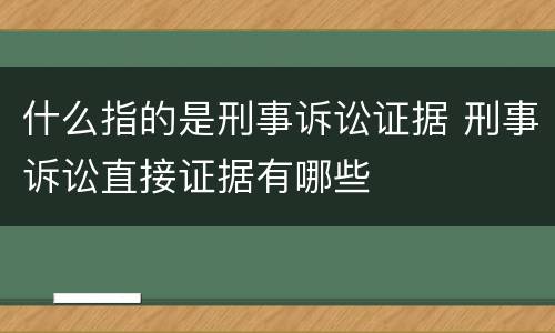 什么指的是刑事诉讼证据 刑事诉讼直接证据有哪些