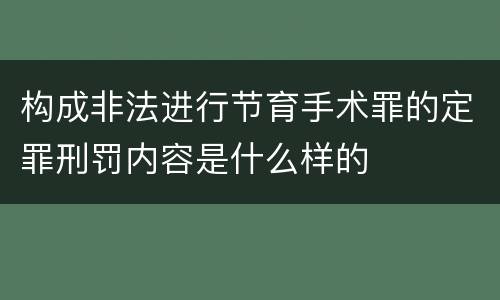 构成非法进行节育手术罪的定罪刑罚内容是什么样的