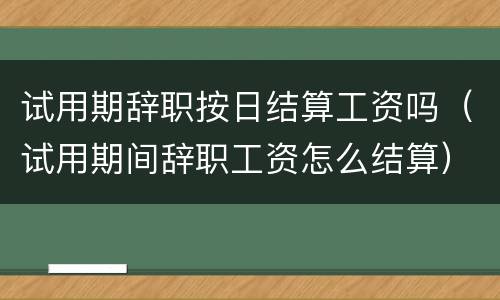 试用期辞职按日结算工资吗（试用期间辞职工资怎么结算）