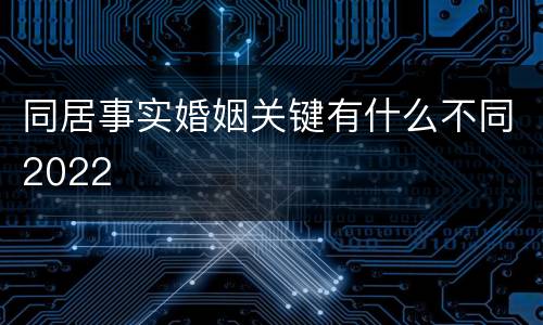 同居事实婚姻关键有什么不同2022
