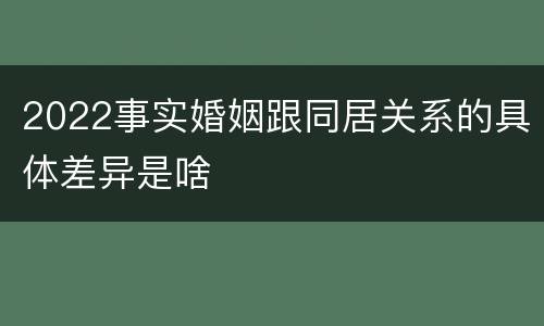 2022事实婚姻跟同居关系的具体差异是啥