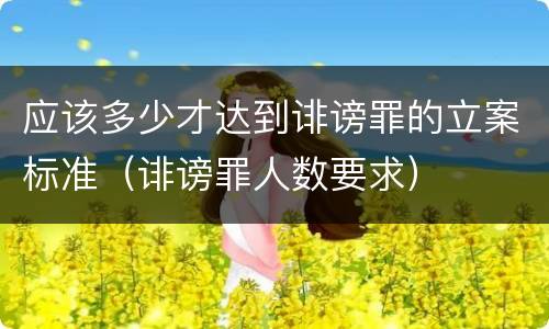应该多少才达到诽谤罪的立案标准（诽谤罪人数要求）