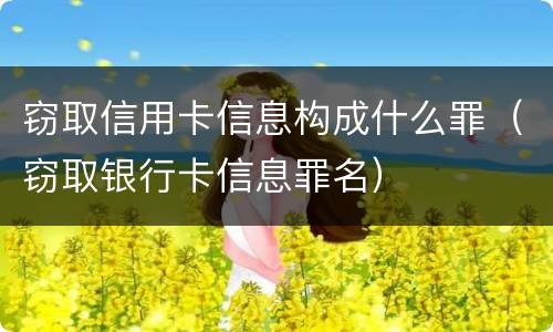 窃取信用卡信息构成什么罪（窃取银行卡信息罪名）
