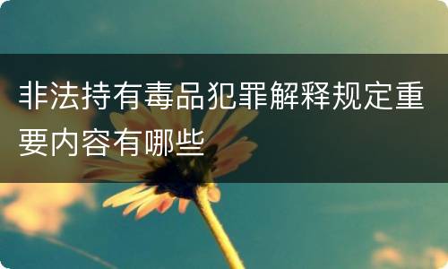 非法持有毒品犯罪解释规定重要内容有哪些