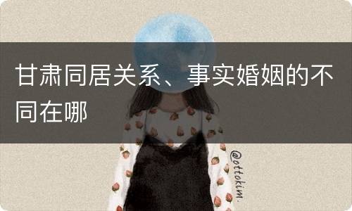 甘肃同居关系、事实婚姻的不同在哪