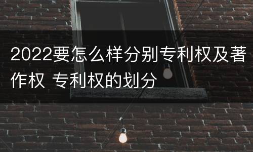 2022要怎么样分别专利权及著作权 专利权的划分