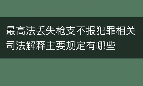最高法丢失枪支不报犯罪相关司法解释主要规定有哪些