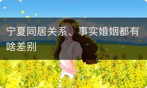 宁夏同居关系、事实婚姻都有啥差别