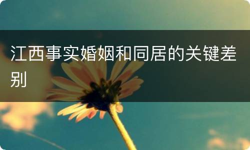 江西事实婚姻和同居的关键差别