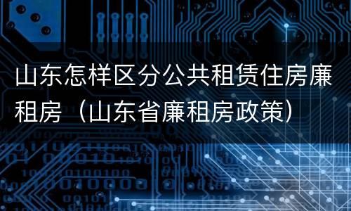 山东怎样区分公共租赁住房廉租房（山东省廉租房政策）