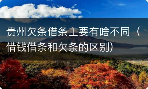贵州欠条借条主要有啥不同（借钱借条和欠条的区别）