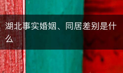 湖北事实婚姻、同居差别是什么