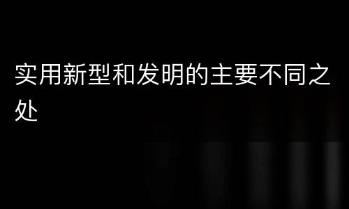 实用新型和发明的主要不同之处