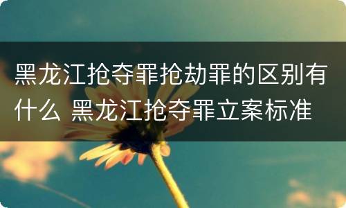 黑龙江抢夺罪抢劫罪的区别有什么 黑龙江抢夺罪立案标准