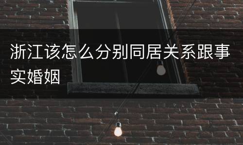 浙江该怎么分别同居关系跟事实婚姻