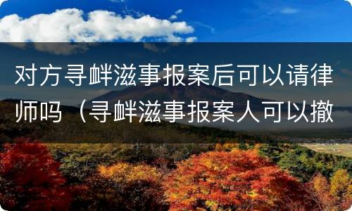 对方寻衅滋事报案后可以请律师吗（寻衅滋事报案人可以撤案吗）