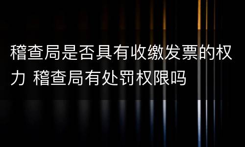 稽查局是否具有收缴发票的权力 稽查局有处罚权限吗