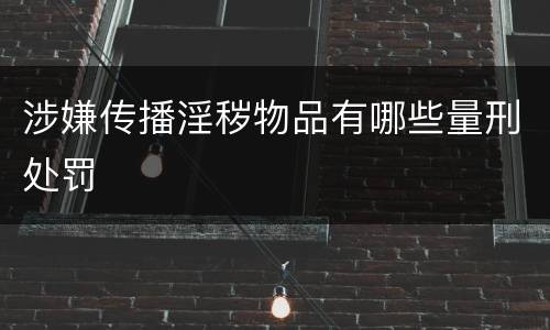 涉嫌传播淫秽物品有哪些量刑处罚